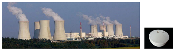 79. Computer Science Concepts_Control_Picture of power station Photos of a nuclear power plant and a smoke alarm.