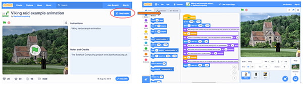 The Viking Raid Animation in the Scratch 3.0 Online Editor